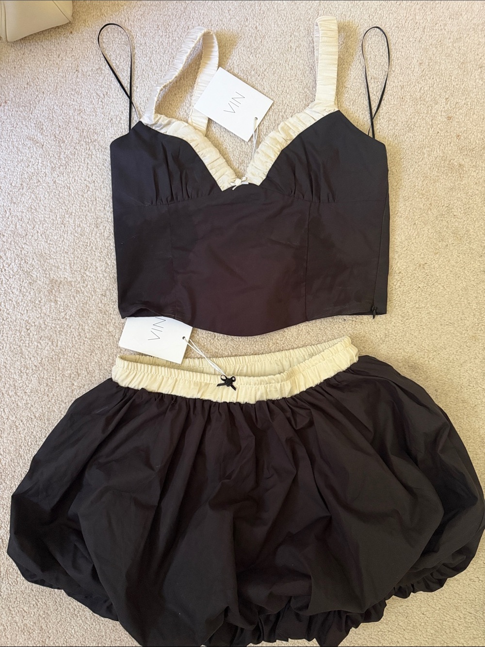 Revolve skirt and top set black and white brand:Nia